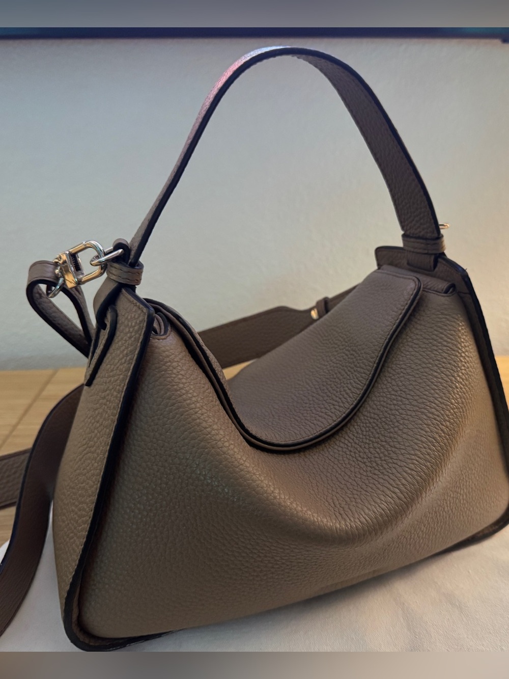 The Horse Clementine — Taupe Pebbled Leather Shoulder Bag - Picture 7 of 11